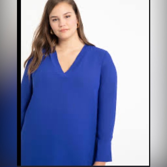Eloquii Royal Blue Long Sleeve V-Neck Tunic Top Size 18 - Picture 1 of 5